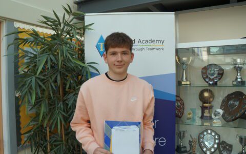 Students celebrating GCSE results at Tuxford Academy