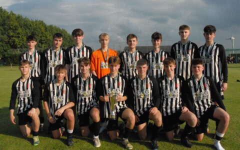 Tuxford Post 16 boys' football team win the Mansfield Town Cup and Nottinghamshire County Cup