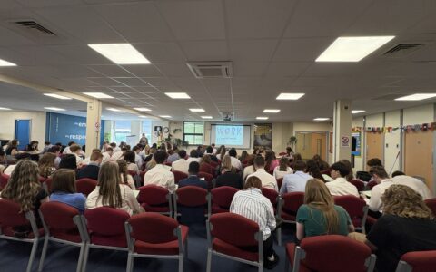 Post 16 transition day students in conference centre