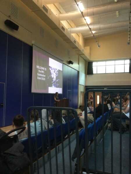 MFL celebration presentation in hall