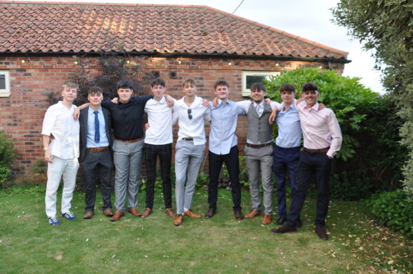 Group of male students at post 16 party