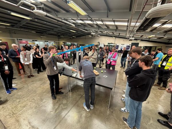 Engineering students trying out their lift