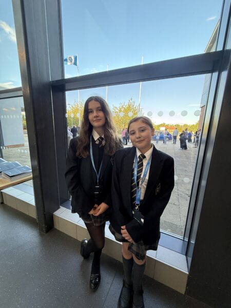 two students by main entrance