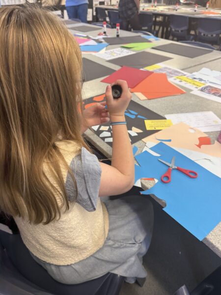 Y6 student doing art work