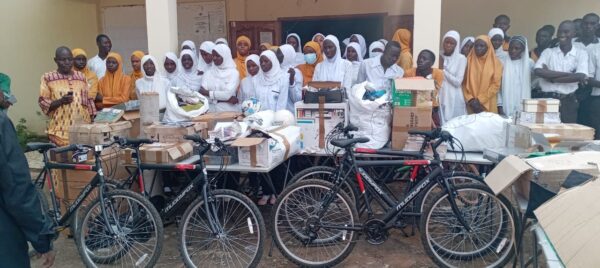 Donated items and bikes in Gambia