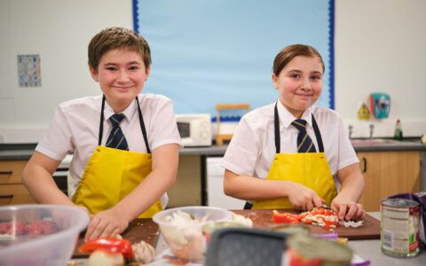 boy and girl in food tech lesson