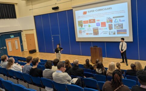 Oxbridge presentation screen and audience