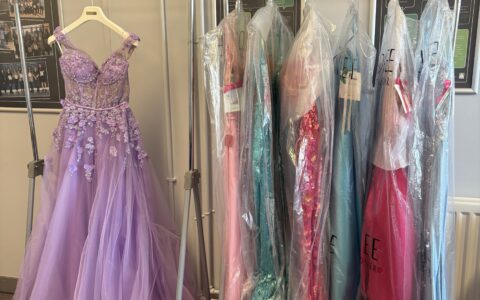 prom dresses on rail